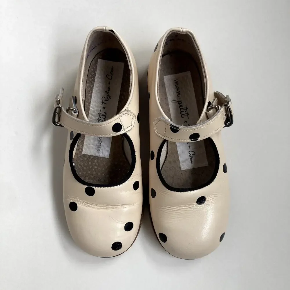 Mon Petit Shoes x Rylee Cru Polka Dot Mary Janes - Cream Black - 10